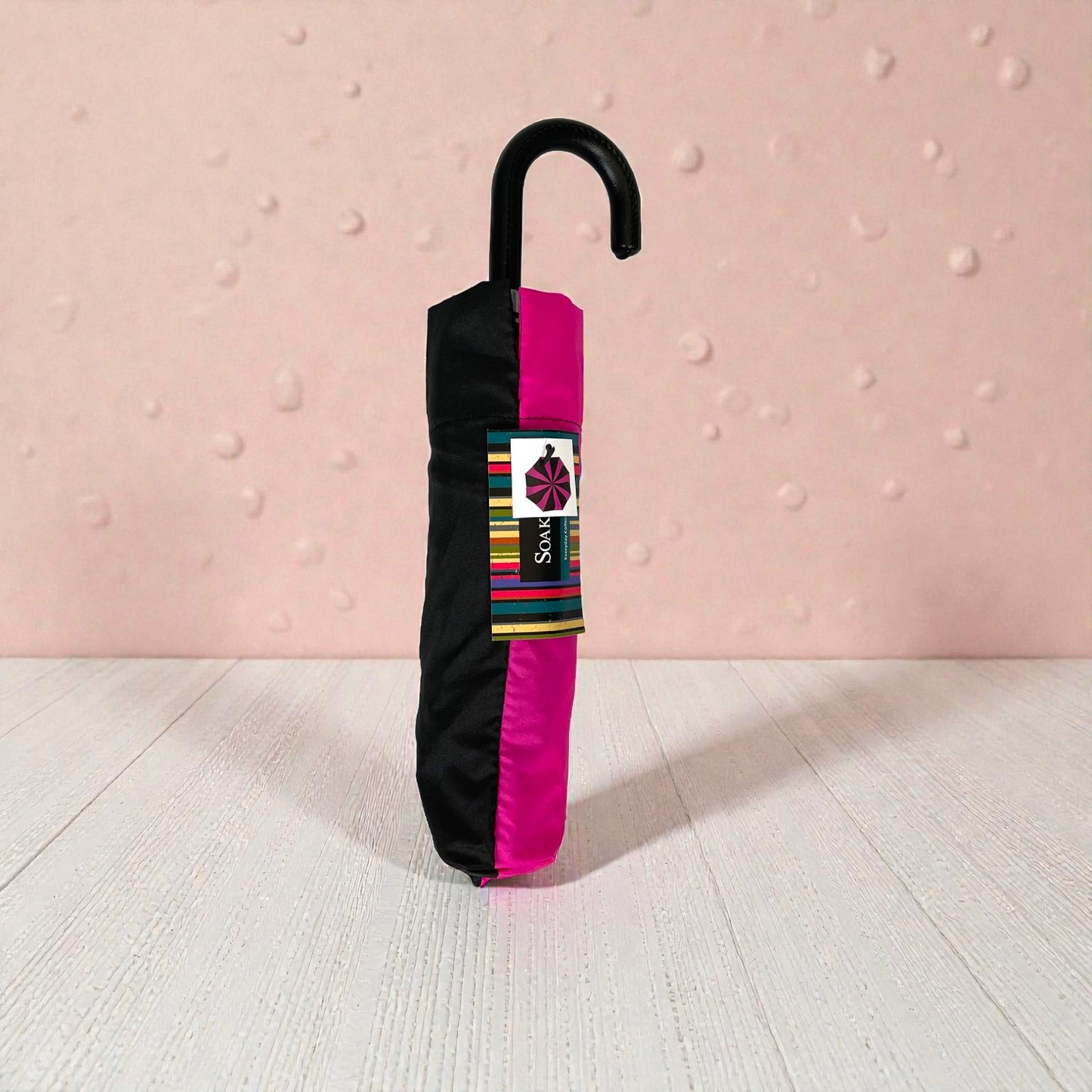 Everyday Swirl Folding Umbrella: Pink/Black