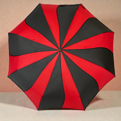 Everyday Swirl Folding Umbrella: Red/Black