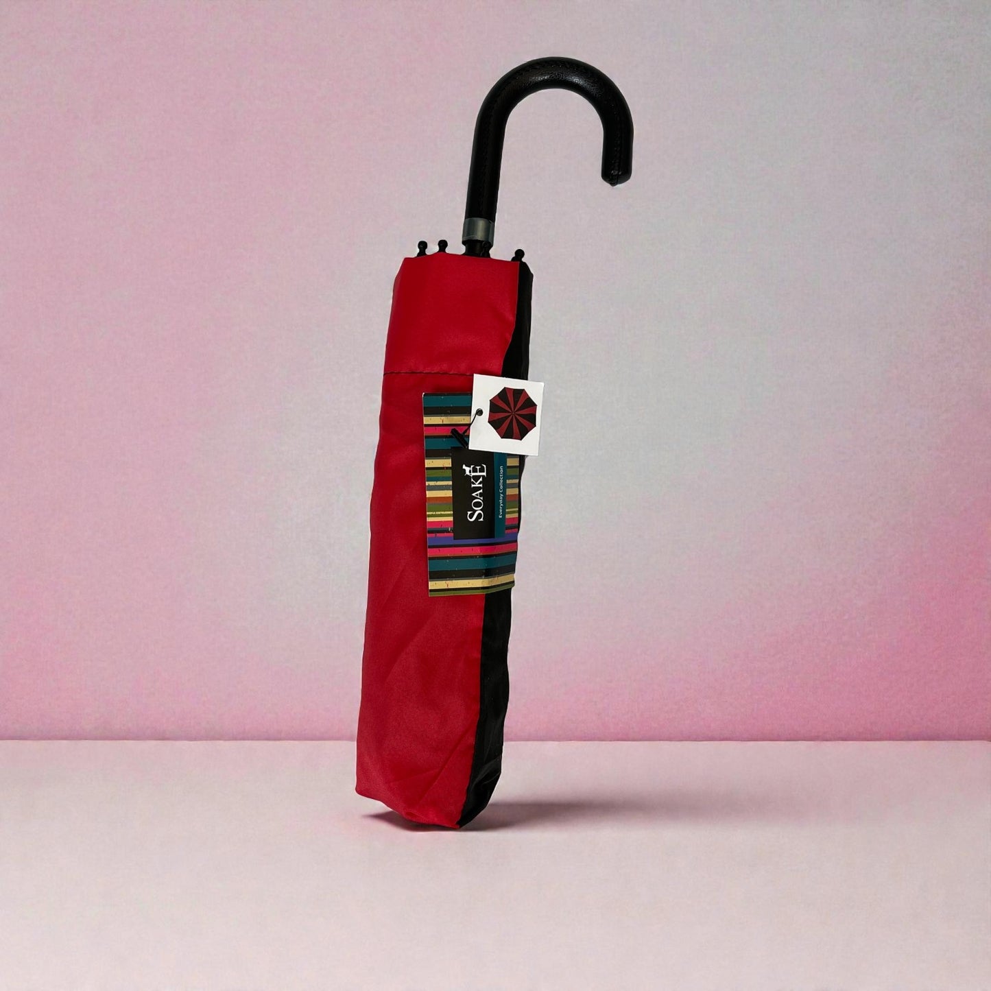 Everyday Swirl Folding Umbrella: Red/Black