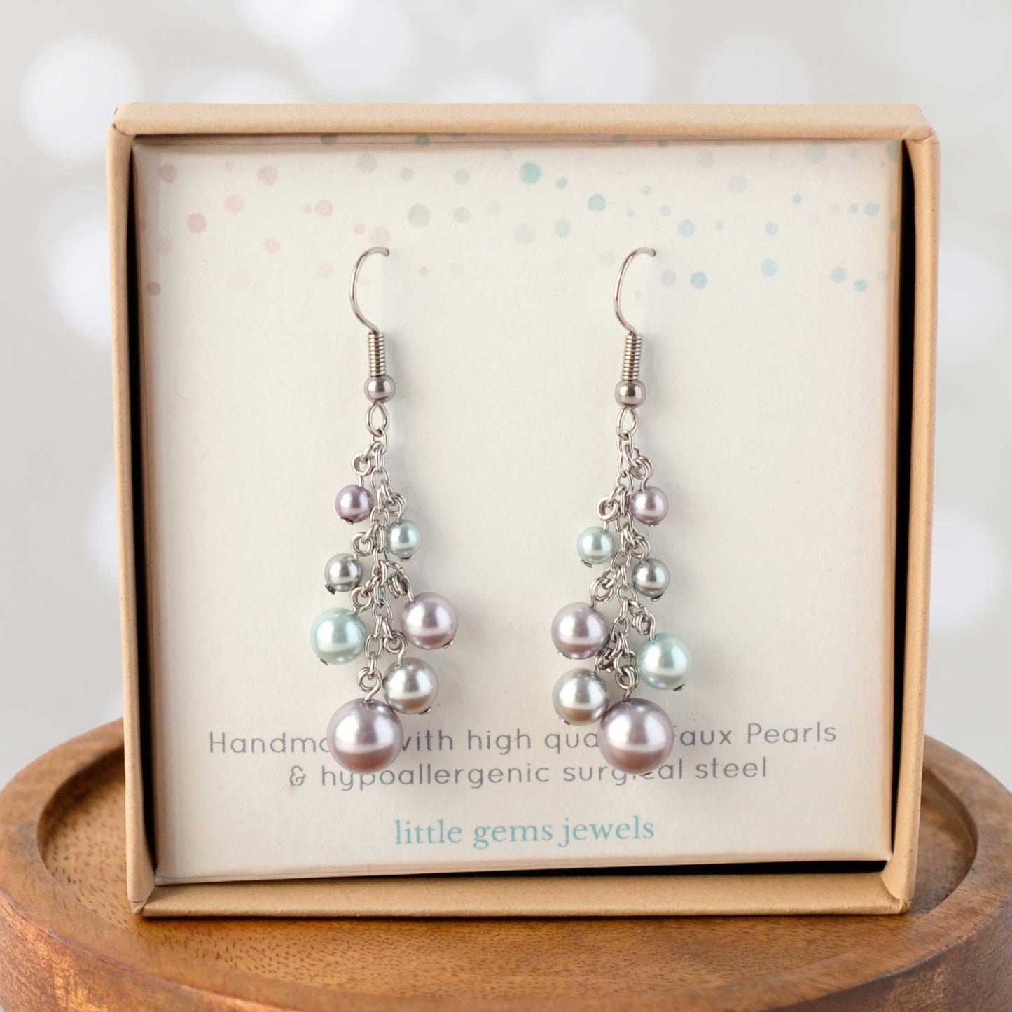 Faux Pearl Cluster Drop Earrings