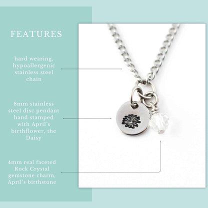 April Birthflower With Birthstone Necklace