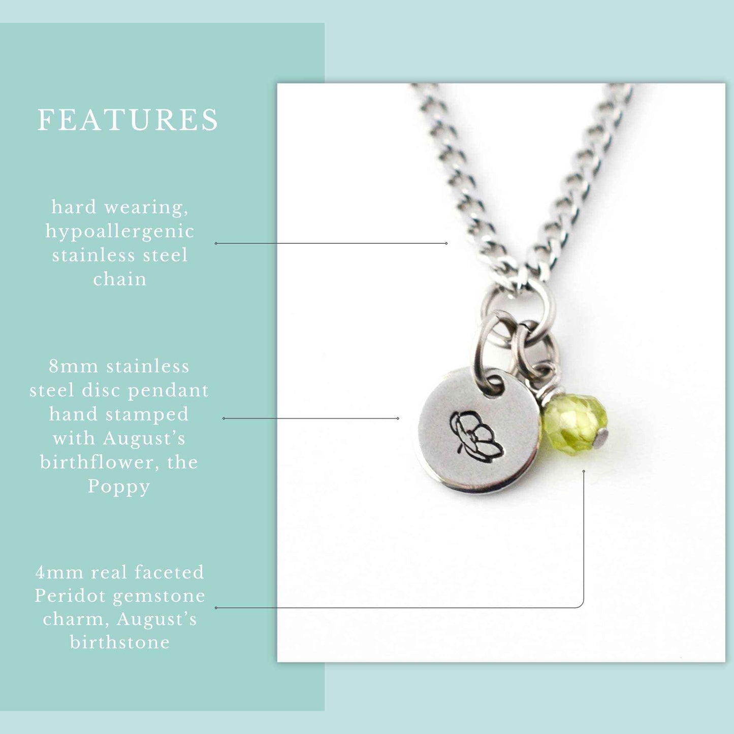 August Birthflower With Birthstone Necklace