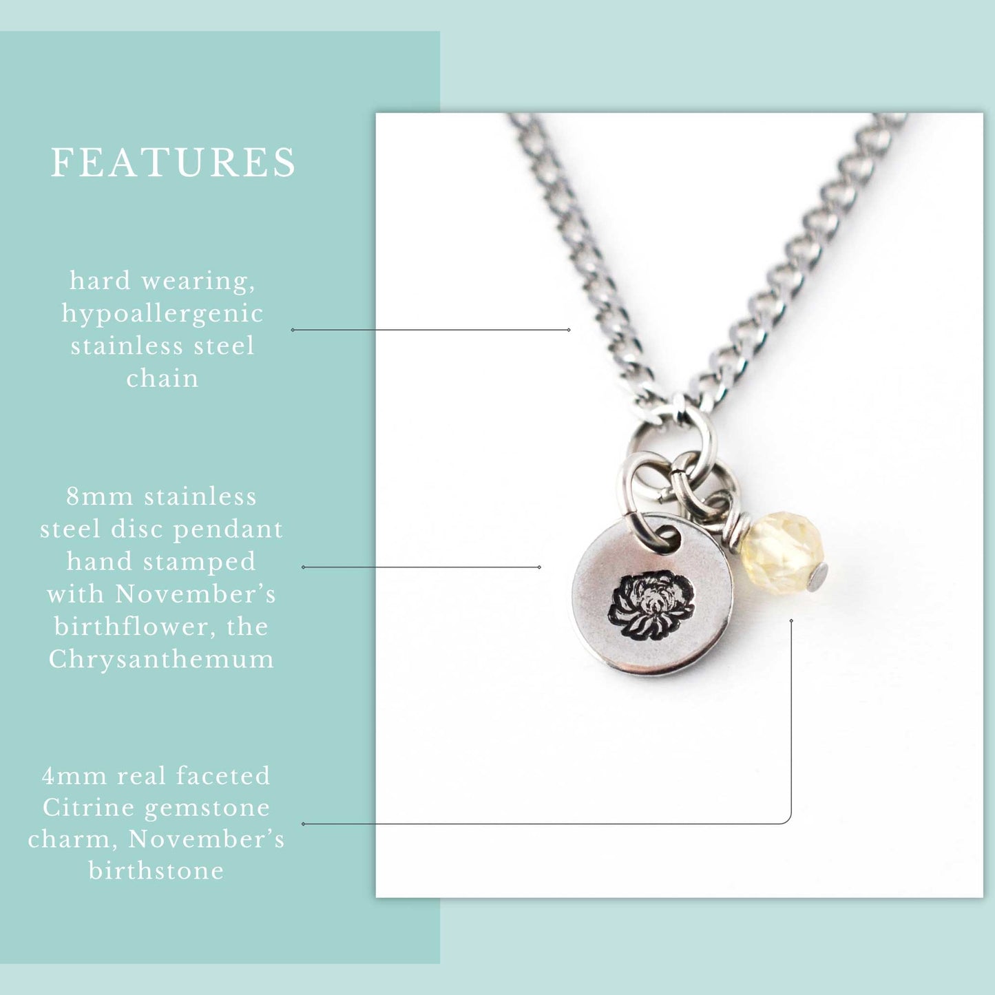 November Birthflower With Birthstone Necklace