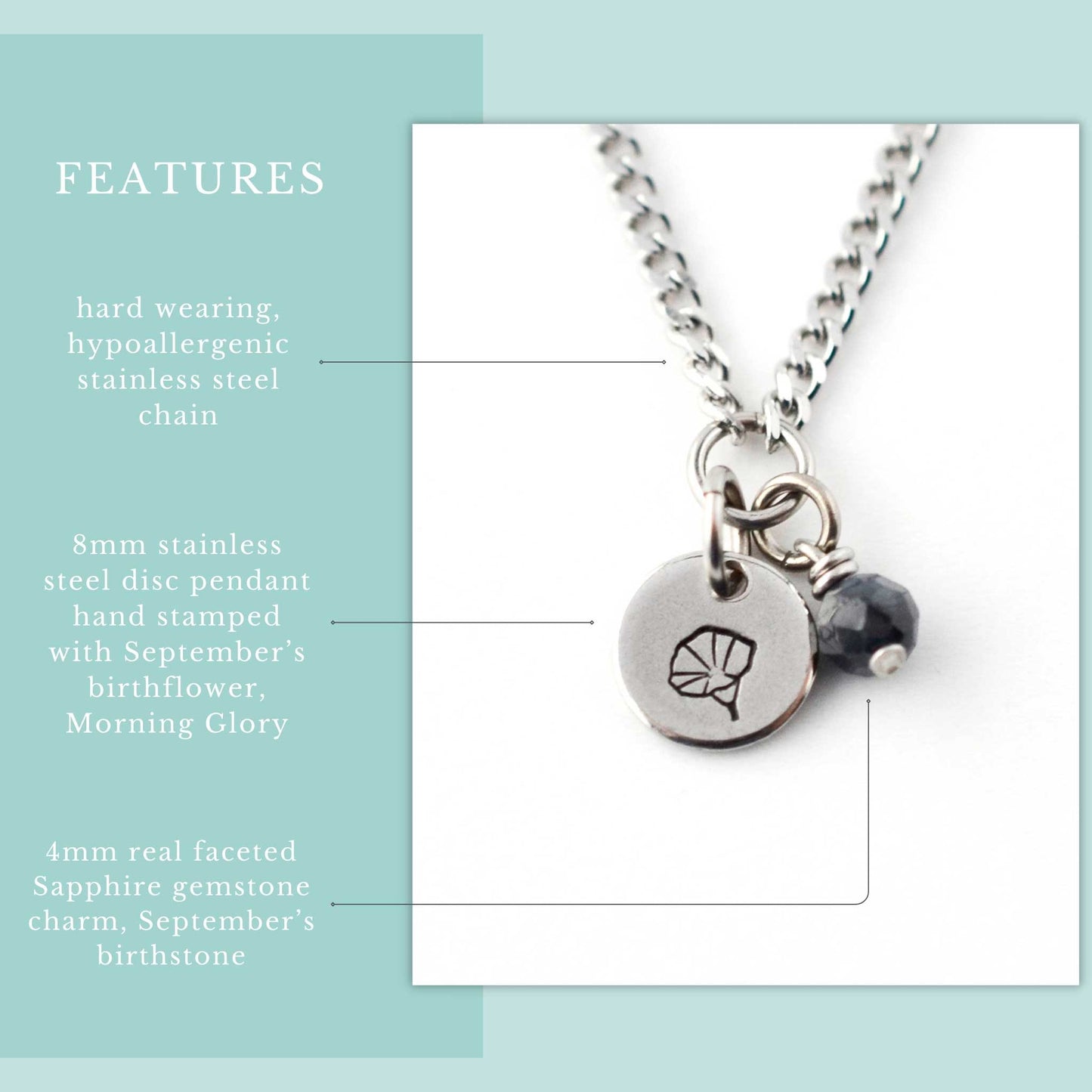 September Birthflower With Birthstone Necklace