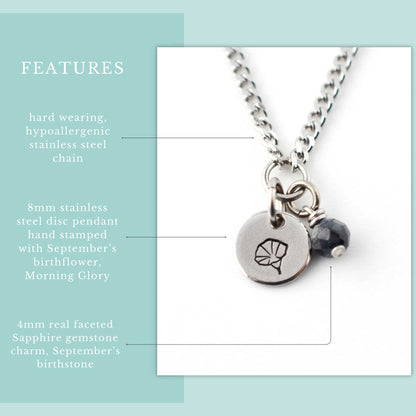 September Birthflower With Birthstone Necklace