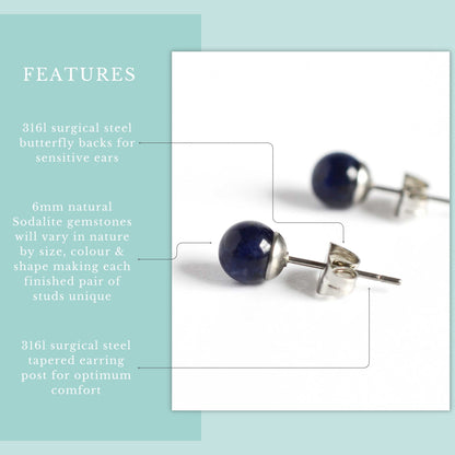 6mm Sodalite Ball Studs
