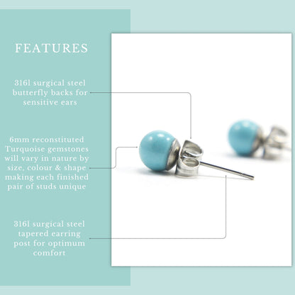 6mm Turquoise Ball Studs