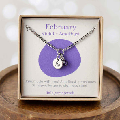 February Birthflower With Birthstone Necklace