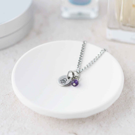 February Birthflower With Birthstone Necklace