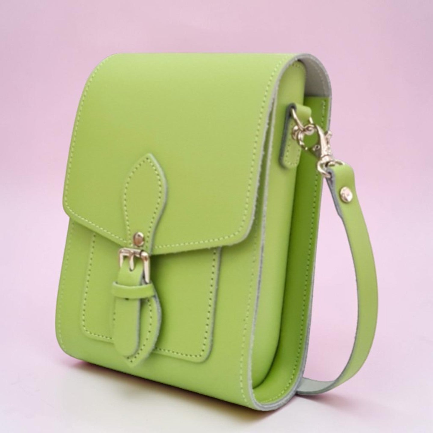 Handmade Leather Festival Phone Bag - Grass Green