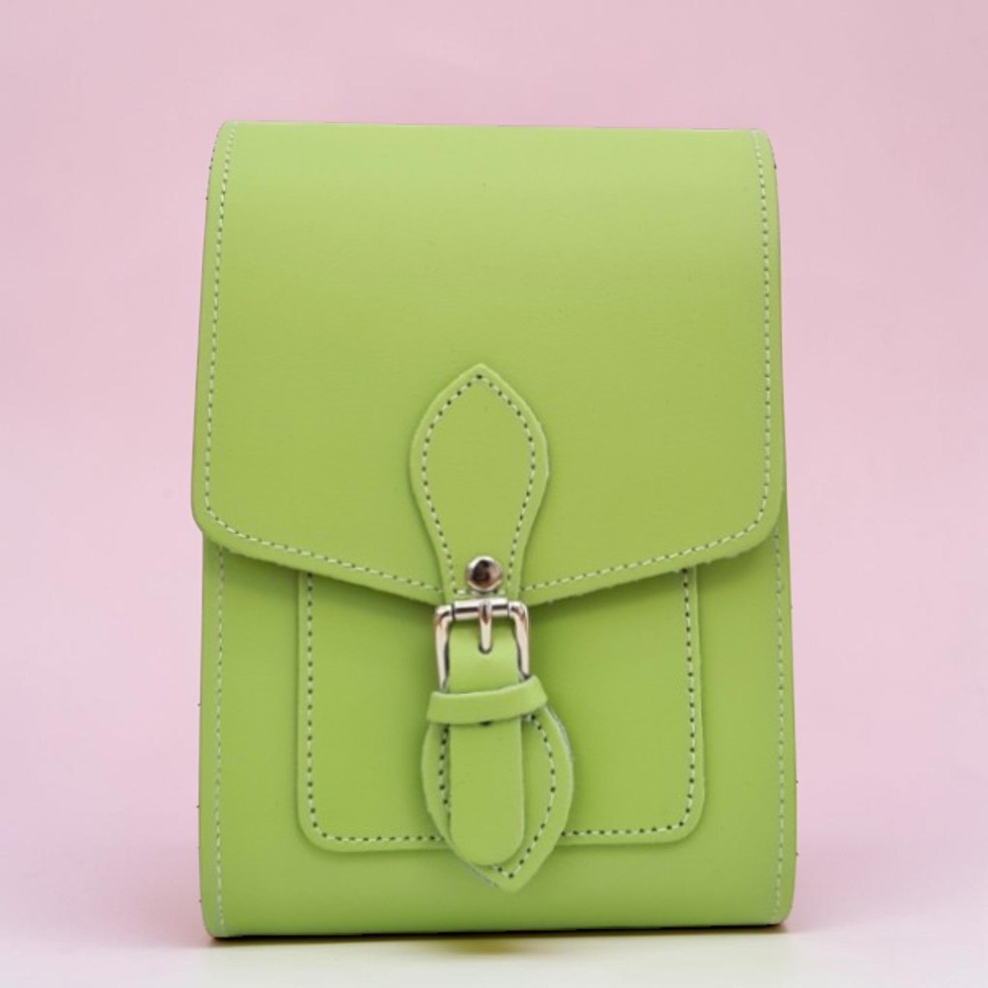 Handmade Leather Festival Phone Bag - Grass Green