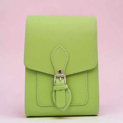 Handmade Leather Festival Phone Bag - Grass Green