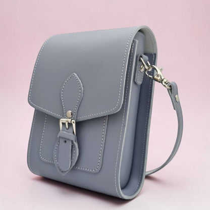 Handmade Leather Festival Phone Bag - Lilac Grey