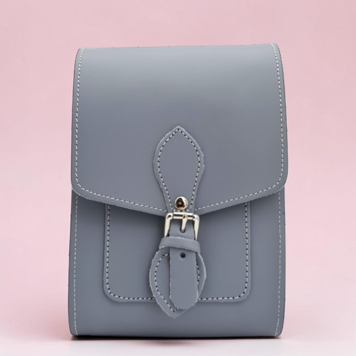 Handmade Leather Festival Phone Bag - Lilac Grey