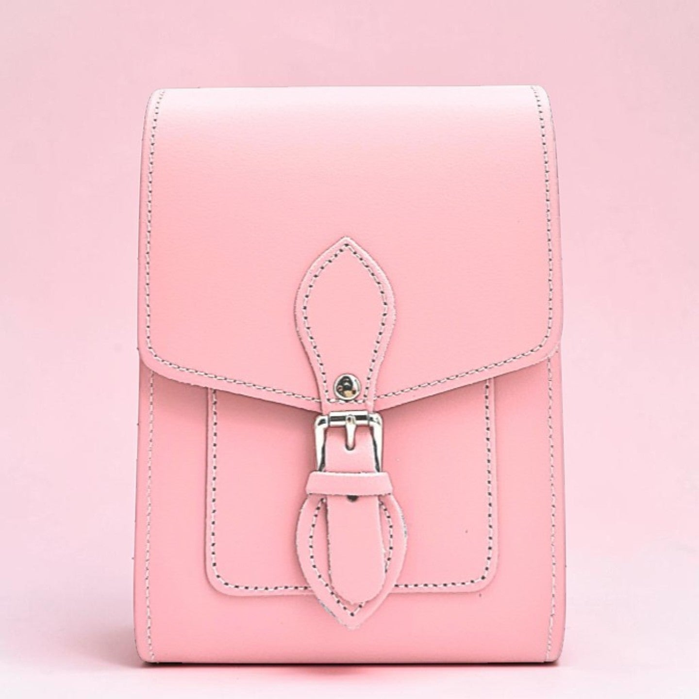 Handmade Leather Festival Phone Bag - Pastel Pink