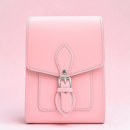 Handmade Leather Festival Phone Bag - Pastel Pink