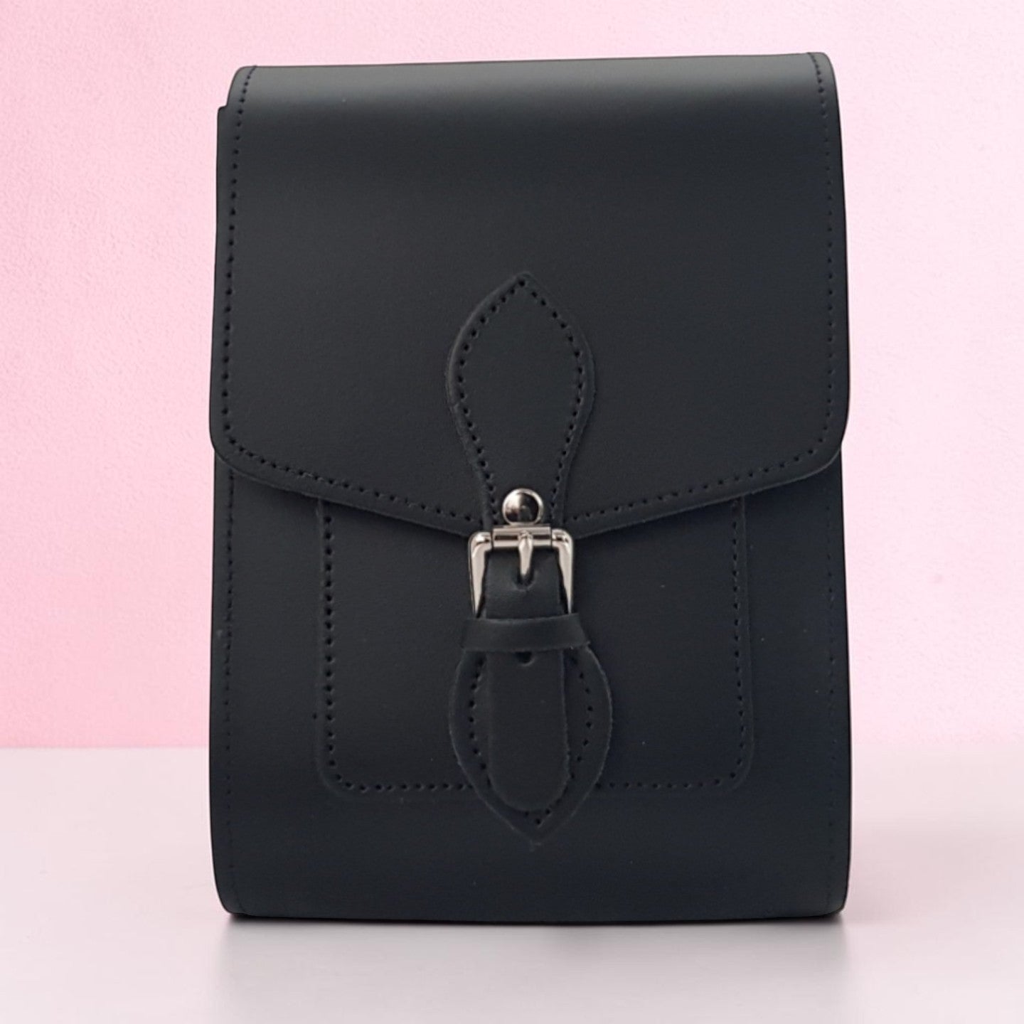 Handmade Leather Festival Phone Bag - Black
