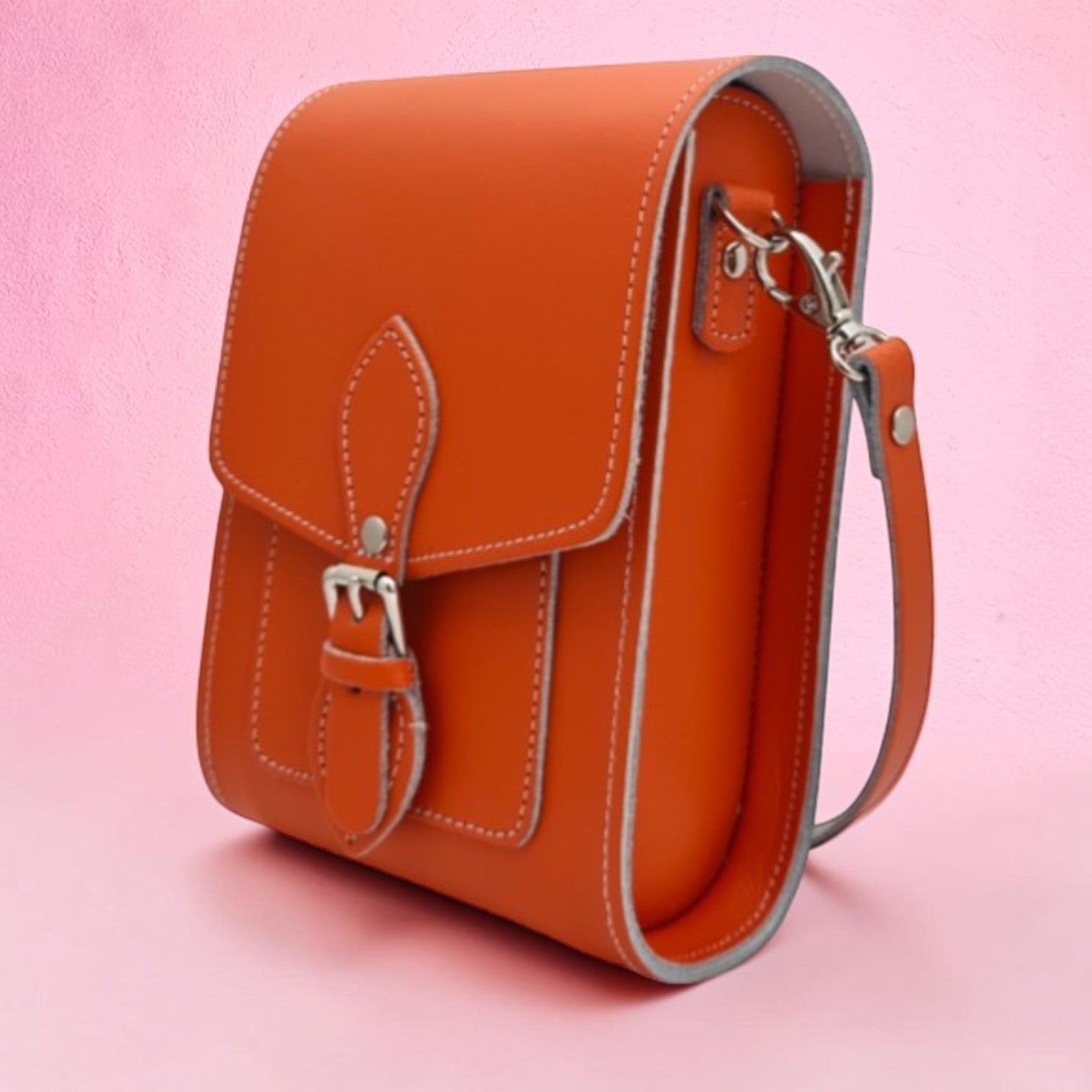 Handmade Leather Festival Phone Bag - Orange