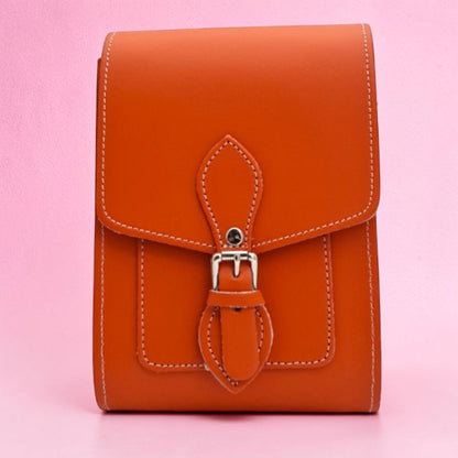 Handmade Leather Festival Phone Bag - Orange