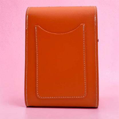 Handmade Leather Festival Phone Bag - Orange