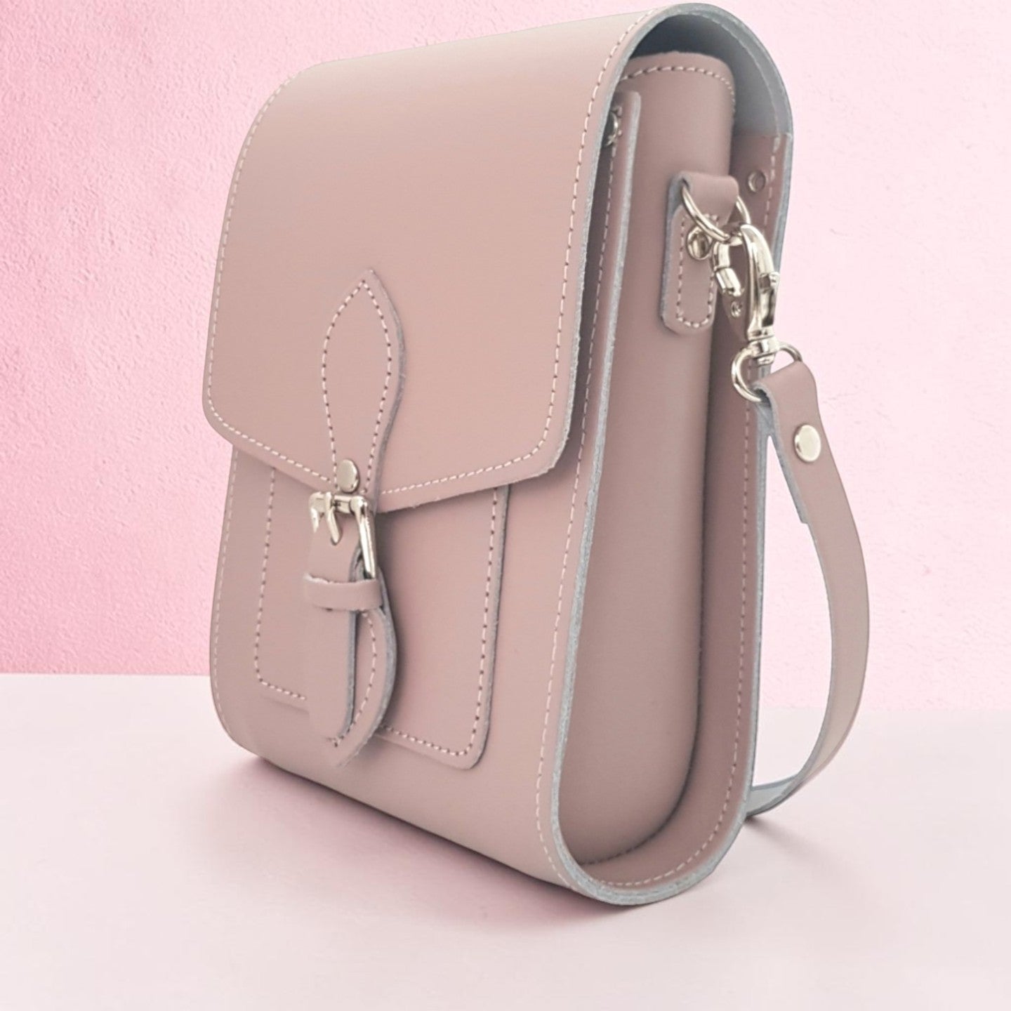 Handmade Leather Festival Phone Bag - Rose Quartz