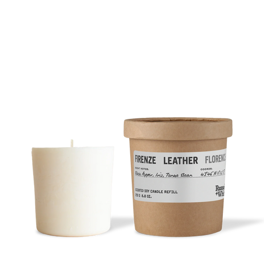 Candle and its packaging with 'Eastern Garden' branding on a white background