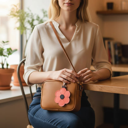 Flower bag charm - Coral