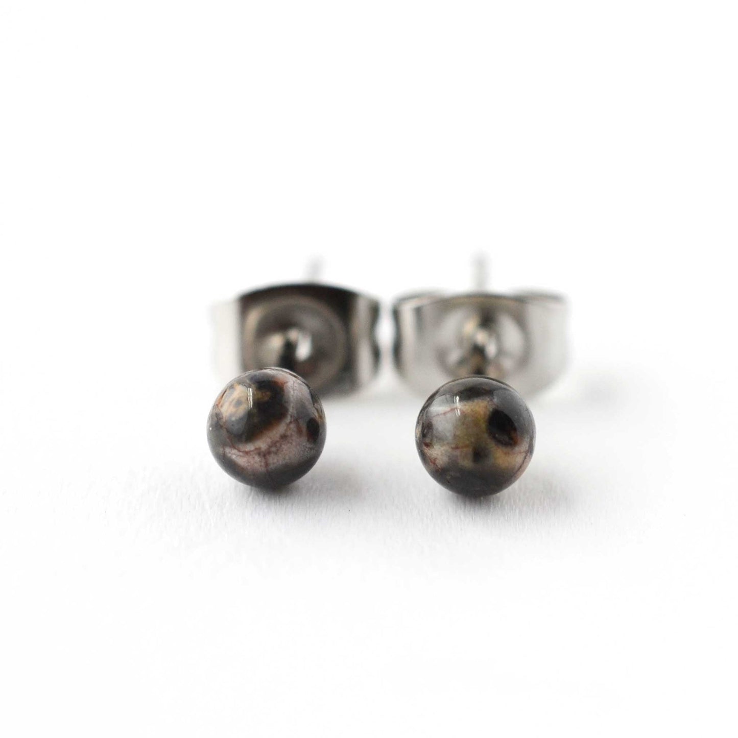 4mm Leopardskin Jasper Ball Studs