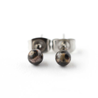 4mm Leopardskin Jasper Ball Studs