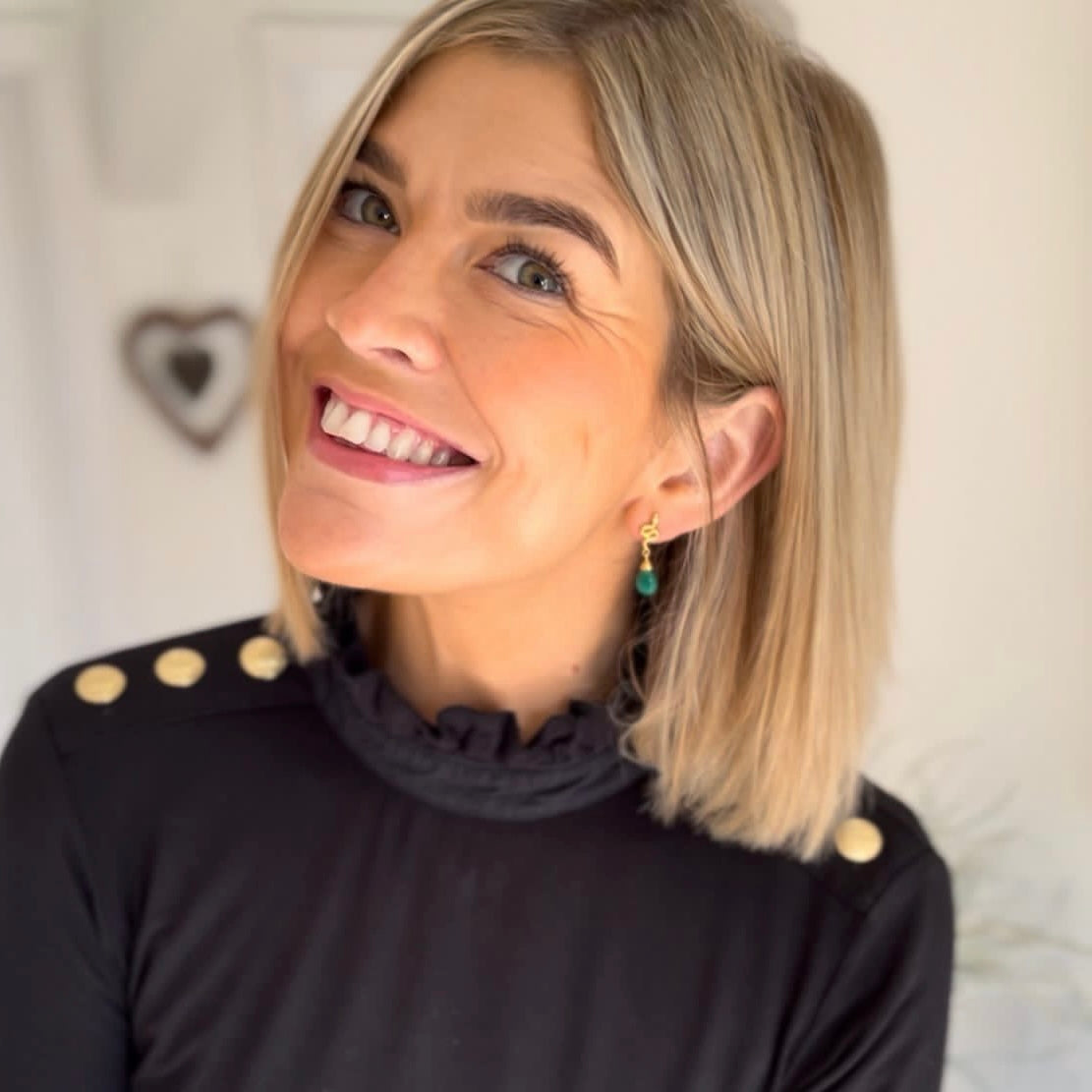 Medusa Small Gemstone Drop Earrings: Malachite