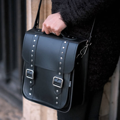 Handmade Leather City Backpack - Studded Black Gothic