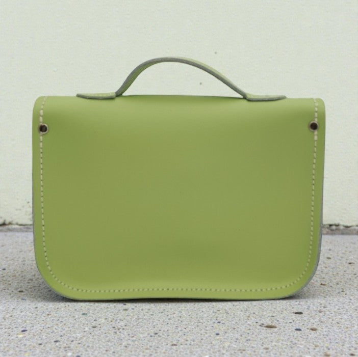 Leather Midi Satchel - Grass Green