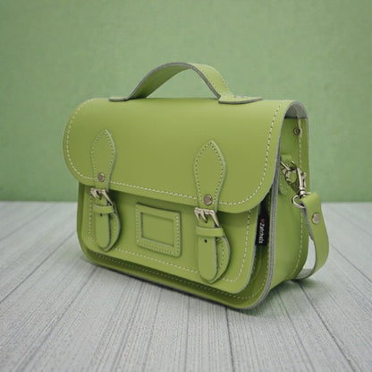 Leather Midi Satchel - Grass Green