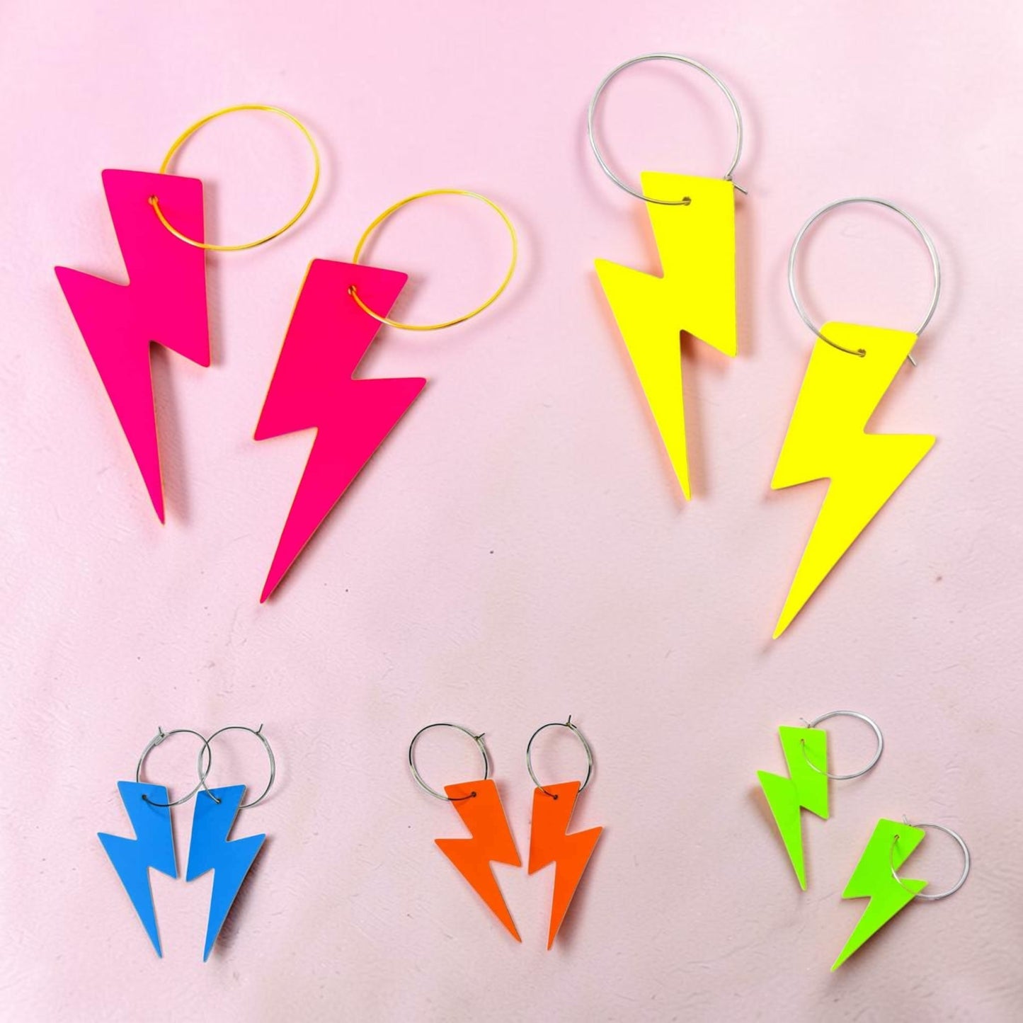 Green Neon Cork Lightning Earrings