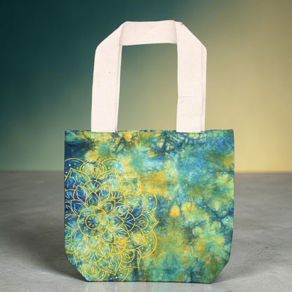 Green Tie-Dye Mandala Cotton Bag