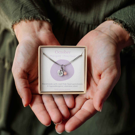 October Birthflower With Birthstone Necklace
