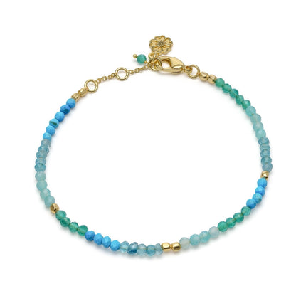 Milos Mixed Gemstone Beaded Bracelet: Amazonite, Copper Turquoise & Green Jade