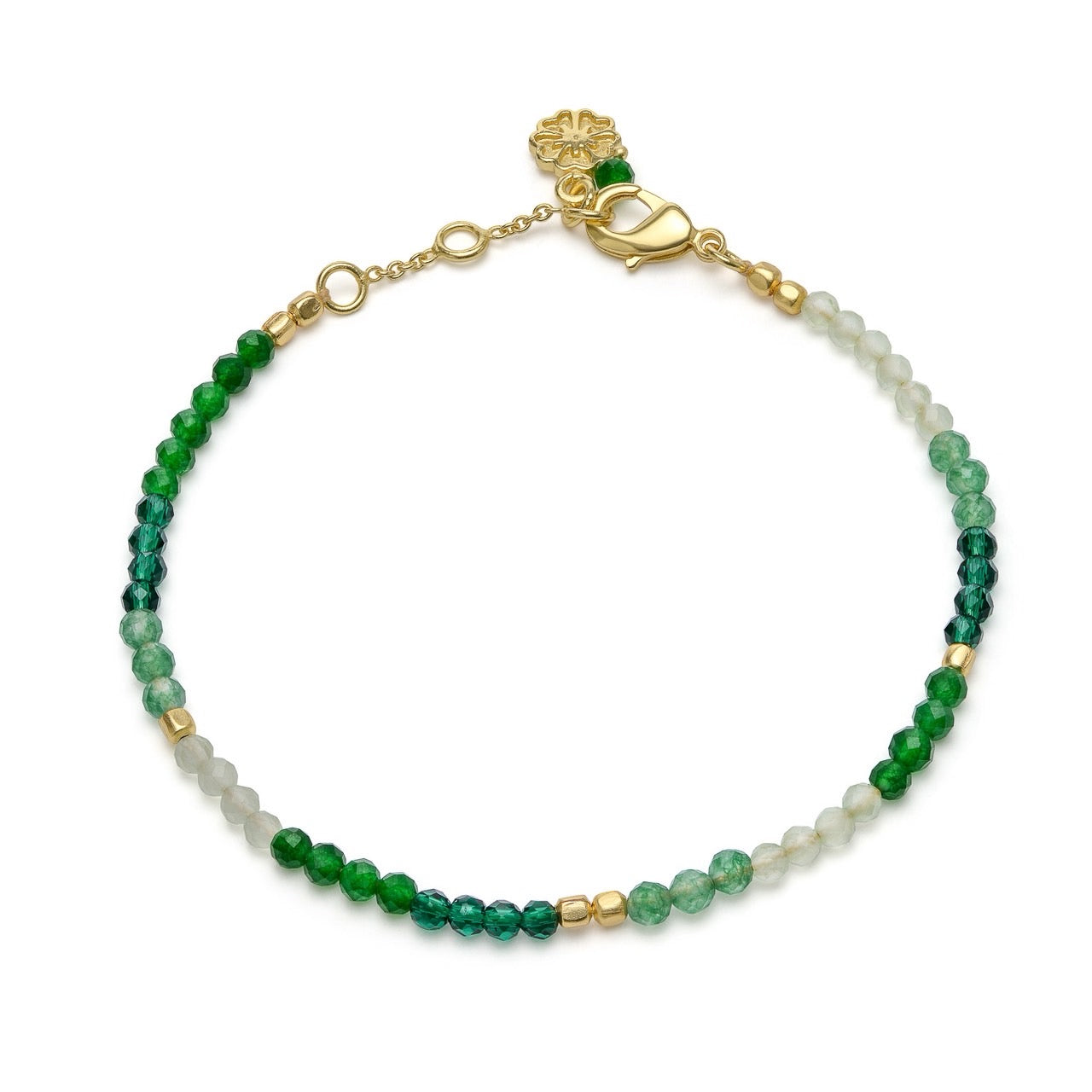 Milos Mixed Gemstone Beaded Bracelet: Prehnite, Moss Agate & Green Aventurine