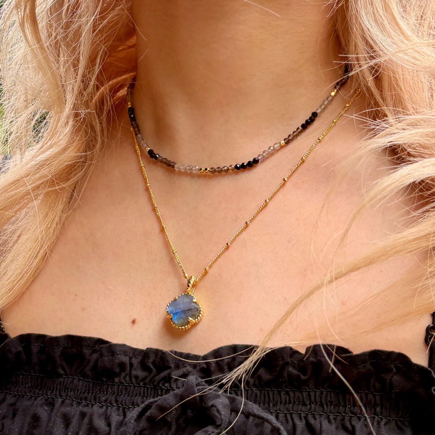 Tyche Gemstone Necklace: Labradorite