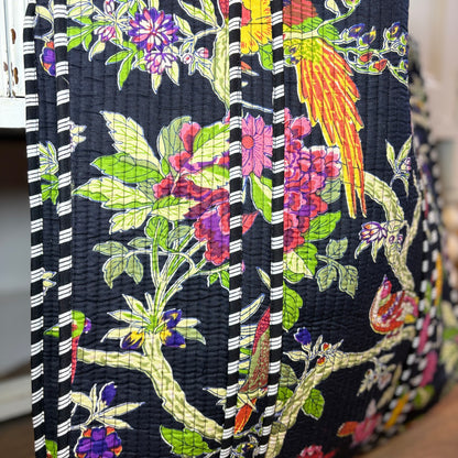 Samira Black Floral Kantha Bag