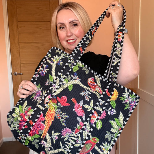 Samira Black Floral Kantha Bag