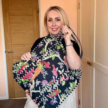 Samira Black Floral Kantha Bag