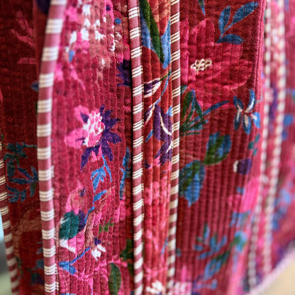 Large Priya Red Velvet Boho Kantha Bag