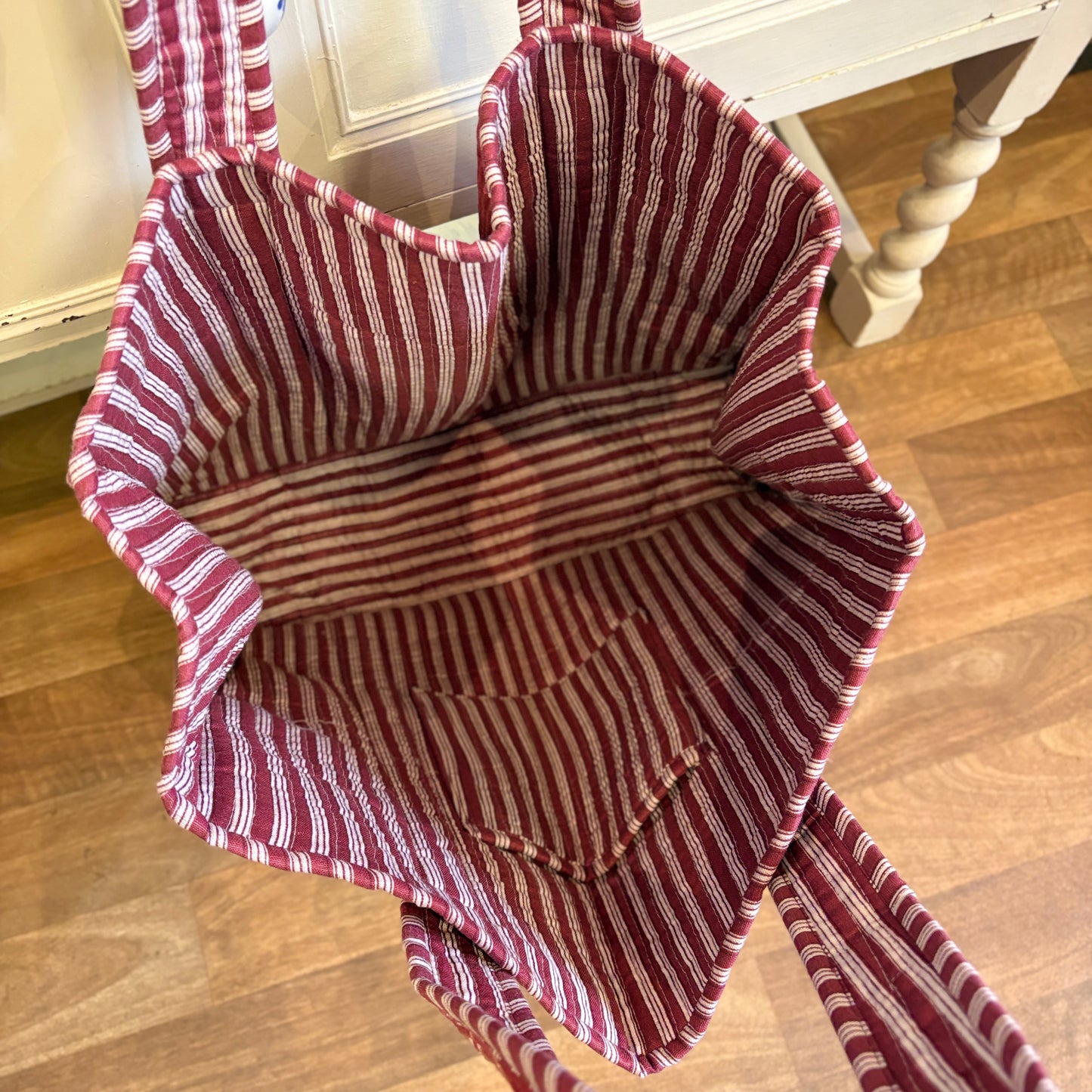 Large Priya Red Velvet Boho Kantha Bag