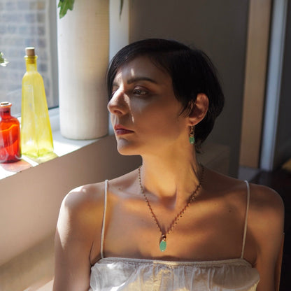 Persephone Double Gemstone Beaded Chain Necklace: Pariba Onyx & Smoky Quartz