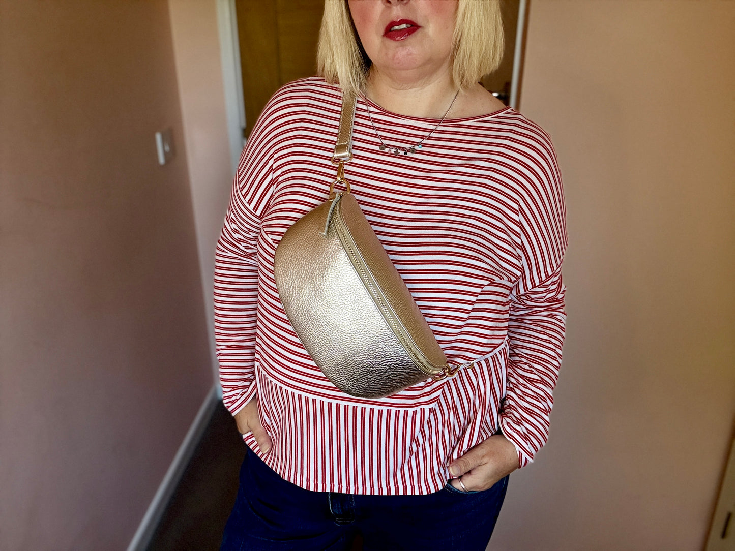 Gold Medium Leather Bum Bag