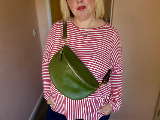 Olive Large Leather Bum Bag