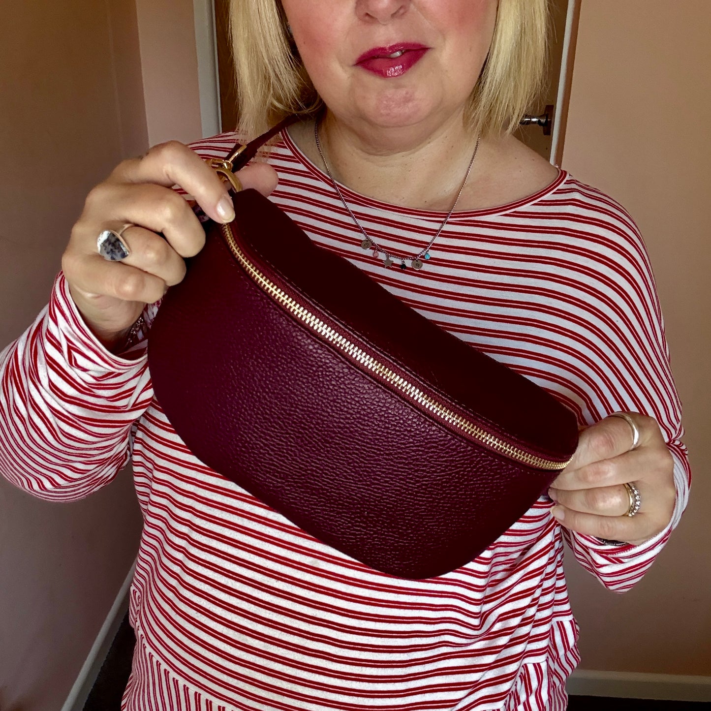 Garnet Medium Leather Bum Bag