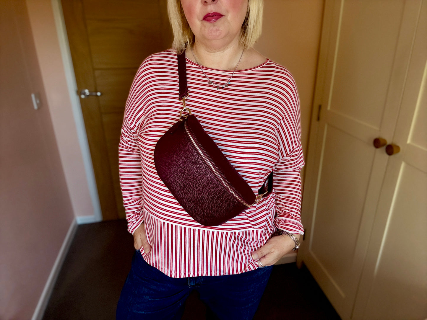 Garnet Medium Leather Bum Bag