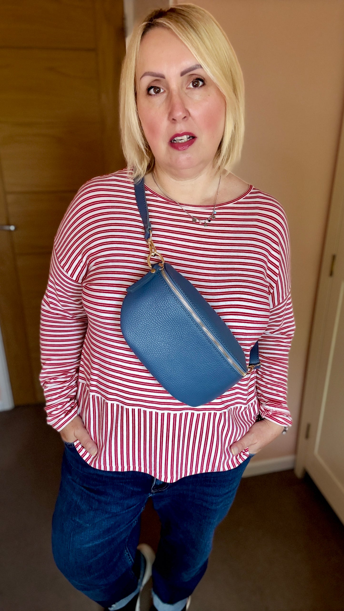 Denim Blue Medium Leather Bum Bag